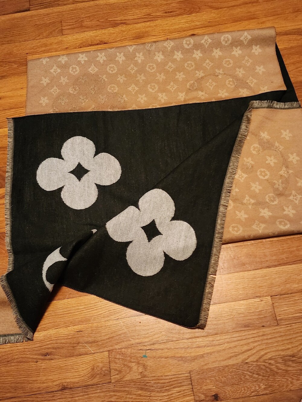 Luxury-Inspired Reversible Home Accent Throw - Black and Tan